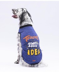 Pawstar Lacivert Travel Büyük Köpek Tişörtü - Köpek Kıyafeti (15 KG-45 KG) 3XL - Thumbnail