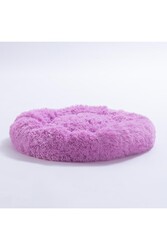 Pawstar Lila Donut Köpek Yatağı Kedi Yatağı Simit Yatak Anti-stress Pet Yatağı Peluş Yatak M - Thumbnail