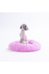 Pawstar Lila Donut Köpek Yatağı Kedi Yatağı Simit Yatak Anti-stress Pet Yatağı Peluş Yatak S - Thumbnail