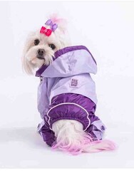 Pawstar Lila-mor Bicolor Köpek Tulum Yağmurluğu Köpek Yağmurluk Köpek Kıyafeti Köpek Elbisesi -M - Thumbnail