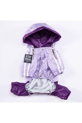 Pawstar Lila-Mor BiColor Orta ve Büyük Irk Köpek Tulum Yağmurluğu Köpek Yağmurluk Köpek Kıyafeti 4XL - Thumbnail