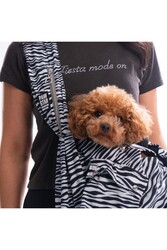 Pawstar Lodwar Street Zebra Desenli İçi Velboalı Crossbody Çanta Çapraz Kedi Köpek Taşıma Çantası Sıcak Tut - Thumbnail