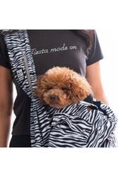 Pawstar Lodwar Street Zebra Desenli İçi Velboalı Crossbody Çanta Çapraz Kedi Köpek Taşıma Çantası Sıcak Tut - Thumbnail