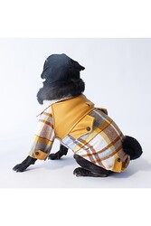 Pawstar Mavi Plaid e Pelle Kedi Köpek Ceketi Kedi Köpek Kıyafeti Kedi Köpek Elbisesi - XL - Thumbnail