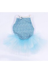 Pawstar Mavi Polka-Dot Kedi Köpek Elbisesi - Kedi Köpek Kıyafeti L - Thumbnail