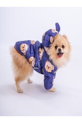 Pawstar Mavi Teddy Puff Köpek Montu Köpek Yağmurluk Köpek Kıyafeti Köpek Elbisesi 2XL - Thumbnail