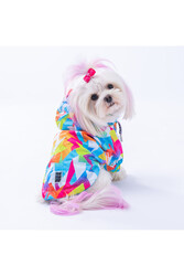 Pawstar Mosaic Polarlı Köpek Montu Köpek Yağmurluk Köpek Kıyafeti Köpek Elbisesi 2XL - Thumbnail