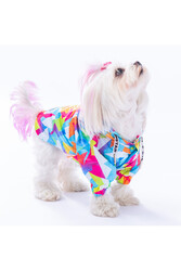 Pawstar Mosaic Polarlı Köpek Montu Köpek Yağmurluk Köpek Kıyafeti Köpek Elbisesi XL - Thumbnail