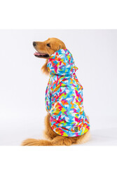Pawstar Mosaic Polarlı Orta ve Büyük Irk Köpek Montu Köpek Yağmurluk Köpek Elbisesi Köpek Kıyafeti 3XL - Thumbnail