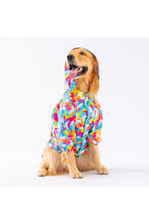 Pawstar Mosaic Polarlı Orta ve Büyük Irk Köpek Montu Köpek Yağmurluk Köpek Elbisesi Köpek Kıyafeti 4XL - Thumbnail