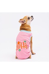 Pawstar Pembe Aloha Kedi Köpek Tişörtü - Kedi Köpek Kıyafeti Large - Thumbnail