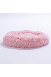 Pawstar Pembe Donut Köpek Yatağı Kedi Yatağı Simit Yatak Anti-stress Pet Yatağı Peluş Yatak M - Thumbnail