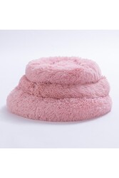 Pawstar Pembe Donut Köpek Yatağı Kedi Yatağı Simit Yatak Anti-stress Pet Yatağı Peluş Yatak M - Thumbnail