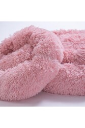 Pawstar Pembe Donut Köpek Yatağı Kedi Yatağı Simit Yatak Anti-stress Pet Yatağı Peluş Yatak M - Thumbnail