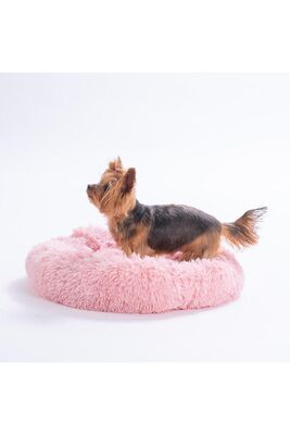 Pawstar - Pawstar Pembe Donut Köpek Yatağı Kedi Yatağı Simit Yatak Anti-stress Pet Yatağı Peluş Yatak S
