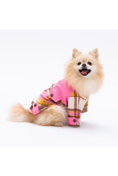 Pawstar Pembe Plaid e Pelle Kedi Köpek Ceketi Kedi Köpek Kıyafeti Kedi Köpek Elbisesi - 2XL - Thumbnail