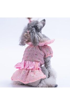 Pawstar - Pawstar Pembe Valencia Çiçek Desenli Elbise Kedi Köpek Elbisesi - Kedi Köpek Kıyafeti S