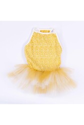 Pawstar Sarı Polka-Dot Kedi Köpek Elbisesi - Kedi Köpek Kıyafeti L - Thumbnail