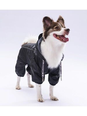 Pawstar - Pawstar Siyah Muson Köpek Tulum Yağmurluğu Köpek Yağmurluk Köpek Kıyafeti Köpek Elbisesi 2XL