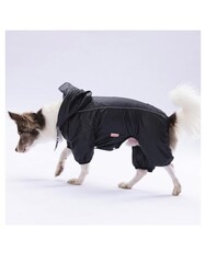 Pawstar Siyah Muson Köpek Tulum Yağmurluğu Köpek Yağmurluk Köpek Kıyafeti Köpek Elbisesi 2XL - Thumbnail