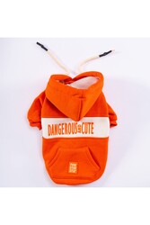 Pawstar Turuncu Cute Köpek Hoodie Köpek Sweat Köpek Kıyafeti Kedi Kıyafeti L - Thumbnail