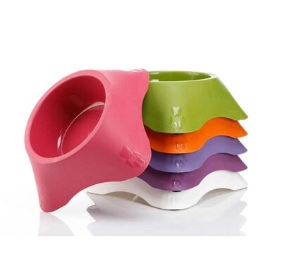 Pet Style - Pet Style Pati Desenli Kedi Köpek Mama Kabı 1400 ml Mor