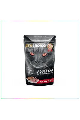 Pro Choice - Pro Choice Kuzu Etli Ve Ciğerli Şekersiz Tahılsız Ezme Yetişkin Kedi Pouch 85 Gr