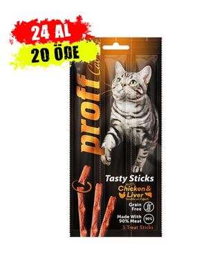 Proff - Proff Cat Tavuklu ve Ciğerli Tahılsız Kedi Ödül Çubuğu 15gr (3'lü) x 24 ADET