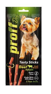 Proff - Proff Dog Biftekli Tahılsız Küçük Irk Köpek Ödül Çubuğu 15gr (3'lü)