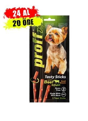 Proff - Proff Dog Biftekli Tahılsız Küçük Irk Köpek Ödül Çubuğu 15gr (3'lü) x 24 ADET