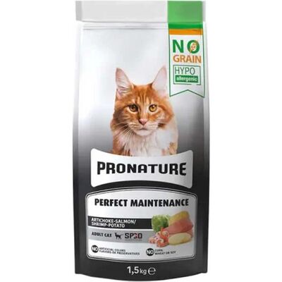 Pronature - Pronature Hypo-Allergenic Tahılsız Somonlu Karidesli ve Enginarlı Yetişkin Kedi Maması 1,5kg