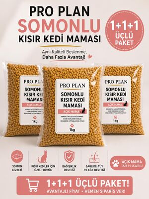 ProPlan - ProPlan Somonlu Kısırlaştırılmış Kedi Maması Açık Mama 3 Kg (Avantaj Paket)