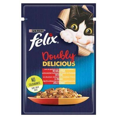 Felix - Felix Pouch Doubly Delicious Sığır Etli ve Tavuklu Yaş Kedi Maması 85 Gr