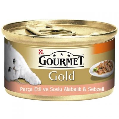 Gourmet - Gourmet Gold Parça Etli Alabalık-Sebze Konserve Kedi Maması 85G