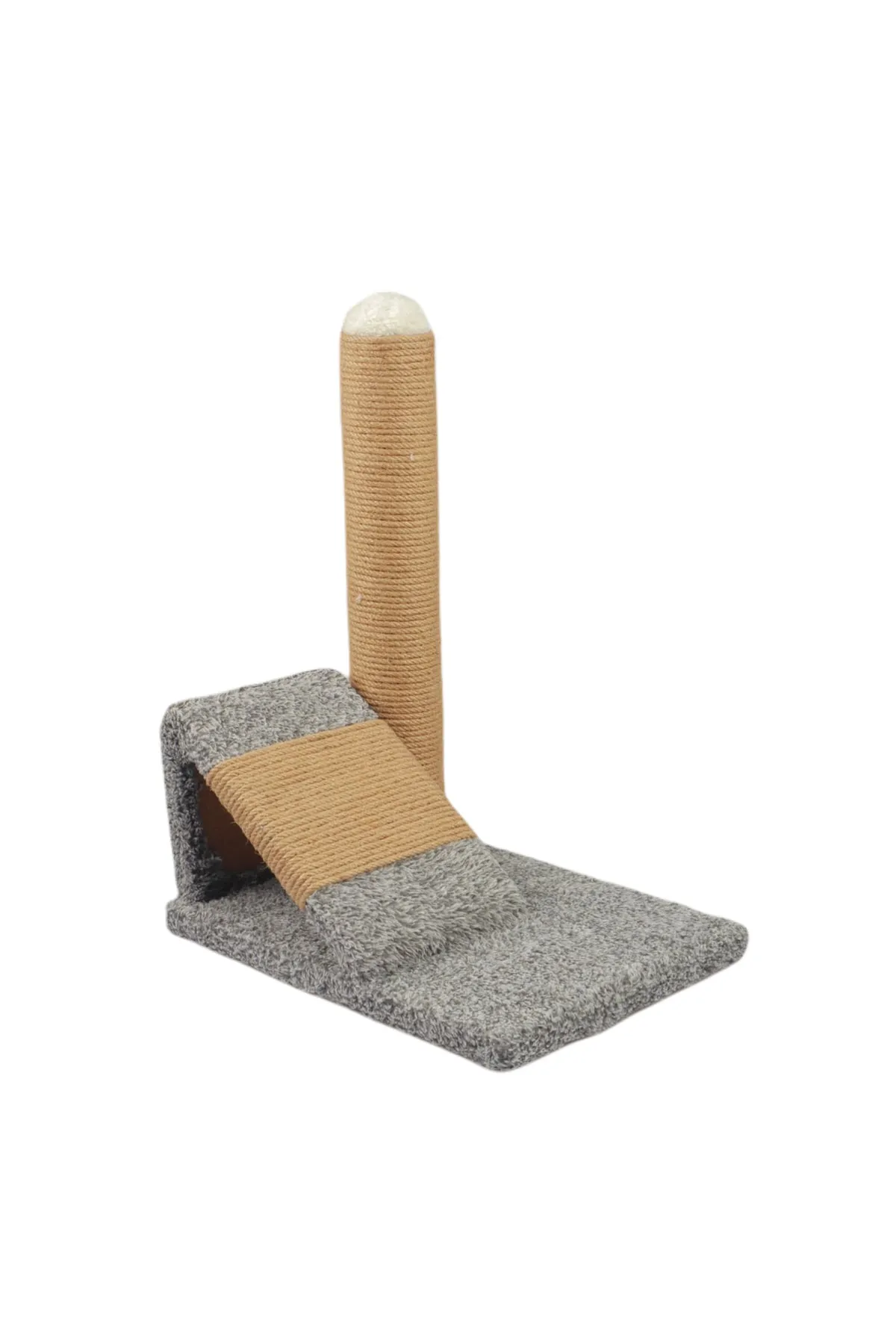 Glipet - Glipet Rampalı Peluş Jut Ipli Kedi Tırmalama 25*35*40 Cm - Gri