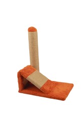 Rampalı Peluş Jut Ipli Kedi Tırmalama 25*35*40 Cm - Turuncu - Thumbnail