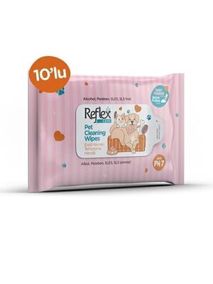 Reflex - Reflex Care Evcil Hayvan Temizleme Mendili 10 Yaprak (1 Paket) Bebek Pudralı