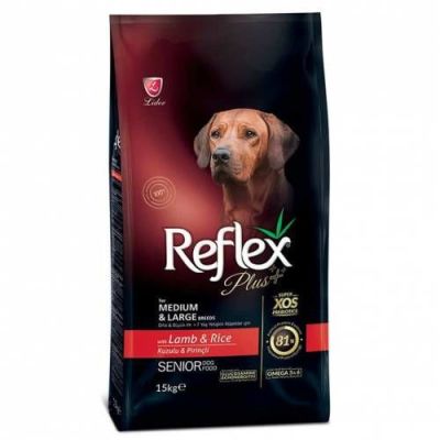 Reflex Plus - Reflex Plus Kuzulu Orta ve Büyük Irk Yaşlı Köpek Maması 15 Kg