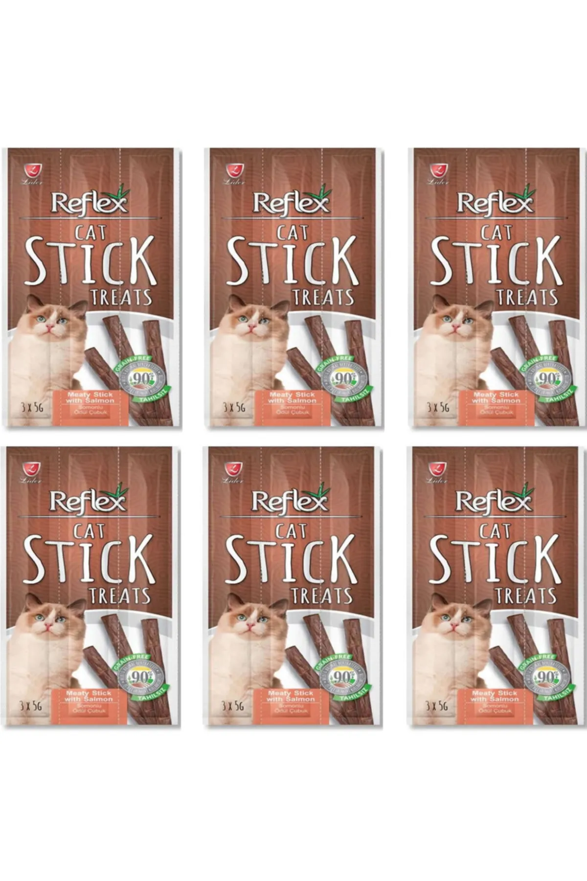 Reflex - Reflex Sticks Somonlu Kedi Ödül Çubuğu 5 Gr X 3 Adet 6'Lı Set