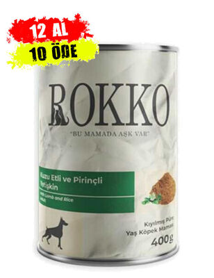 Rokko - Rokko Kıyılmış Kuzu Etli Yetişkin Köpek Konservesi 400 Gr (12 Adet)