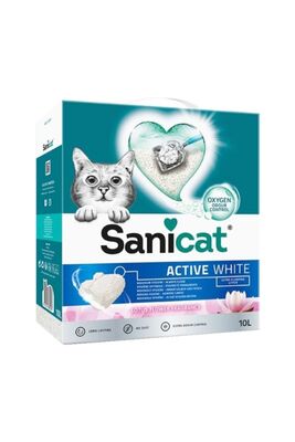 Sanicat - Sanicat Active White Süper Topaklanan Kedi Kumu Lotus Çiçeği Kokulu 10 Lt