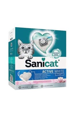 Sanicat - Sanicat Active White Süper Topaklanan Kedi Kumu Lotus Çiçeği Kokulu 6 Lt