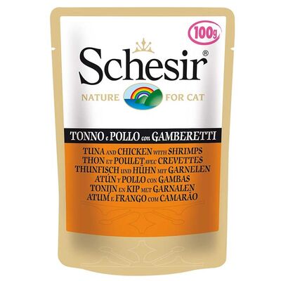 Schesir - Schesir Jelly Ton Balıklı Karidesli Pouch Kedi Konservesi 100 Gr x 6 Adet