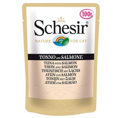 Schesir - Schesir Jelly Ton Balıklı Somonlu Pouch Kedi Konservesi 100 Gr