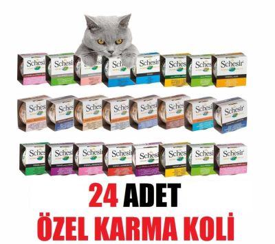 Schesir Kedi Konserve Mamasi 24 Lu Ozel Karma Koli Yetiskin Kedi Konservesi Schesir