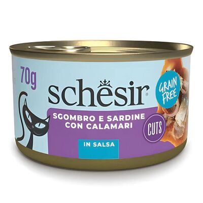 Schesir - Schesir Sos İçinde Sardalyalı ve Uskumrulu Kedi Konserve Maması 70gr
