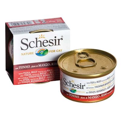 Schesir - Schesir Ton Balıklı Sığır Etli Pirinçli Kedi Konservesi 85 Gr