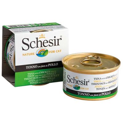 Schesir - Schesir Ton Balıklı Tavuk ve Sebzeli Jöleli Kedi Konservesi 85 Gr