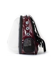Miapet Şeffaf Astronot Kedi Köpek Taşıma Çantası 42X22X33 Cm Lugan Bordo - Thumbnail