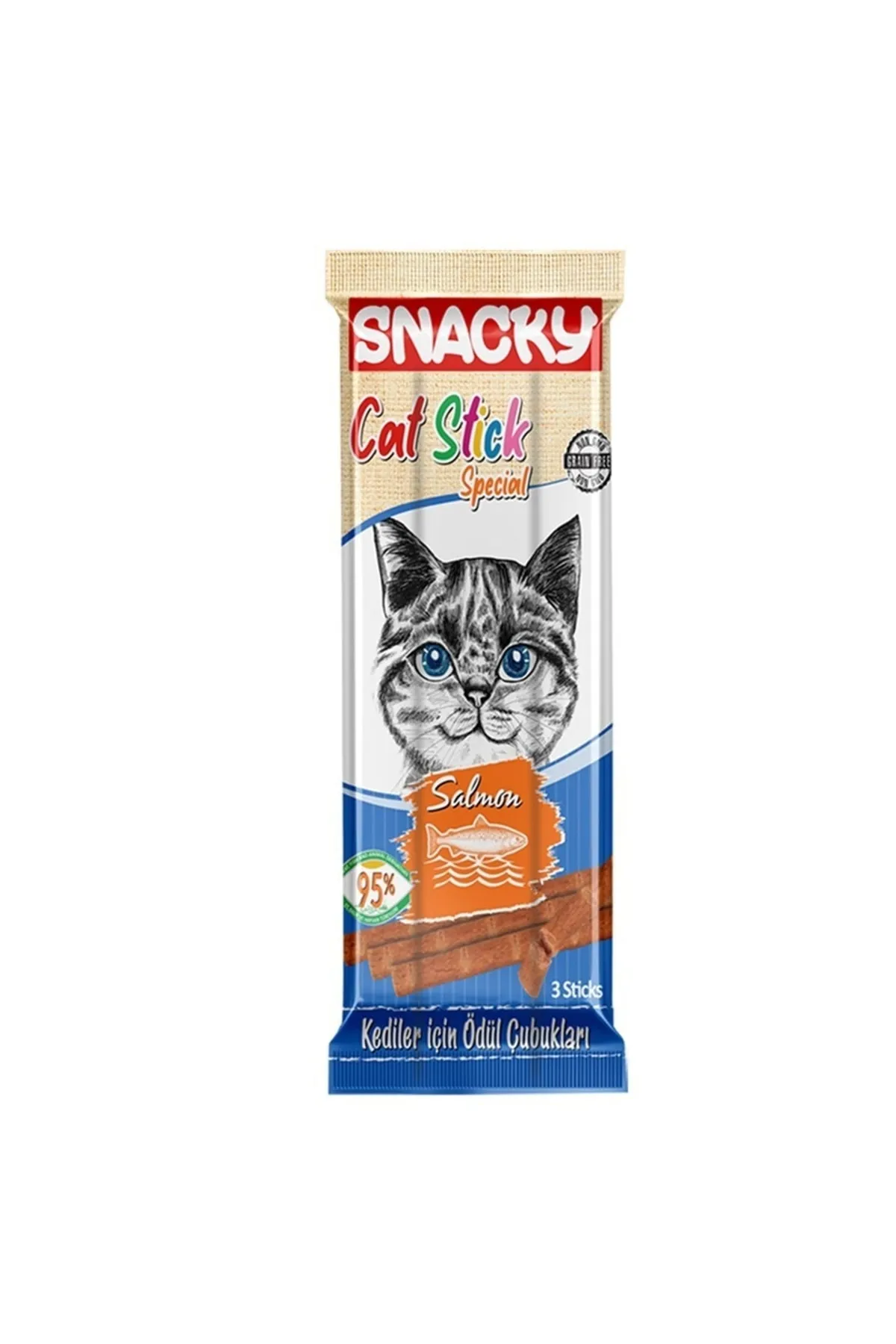 Snacky - Snacky Kedi Stick Ödül Maması Somonlu 5grx3 Adet